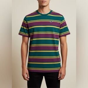 Nike Men's Green and Purple Striped Tee